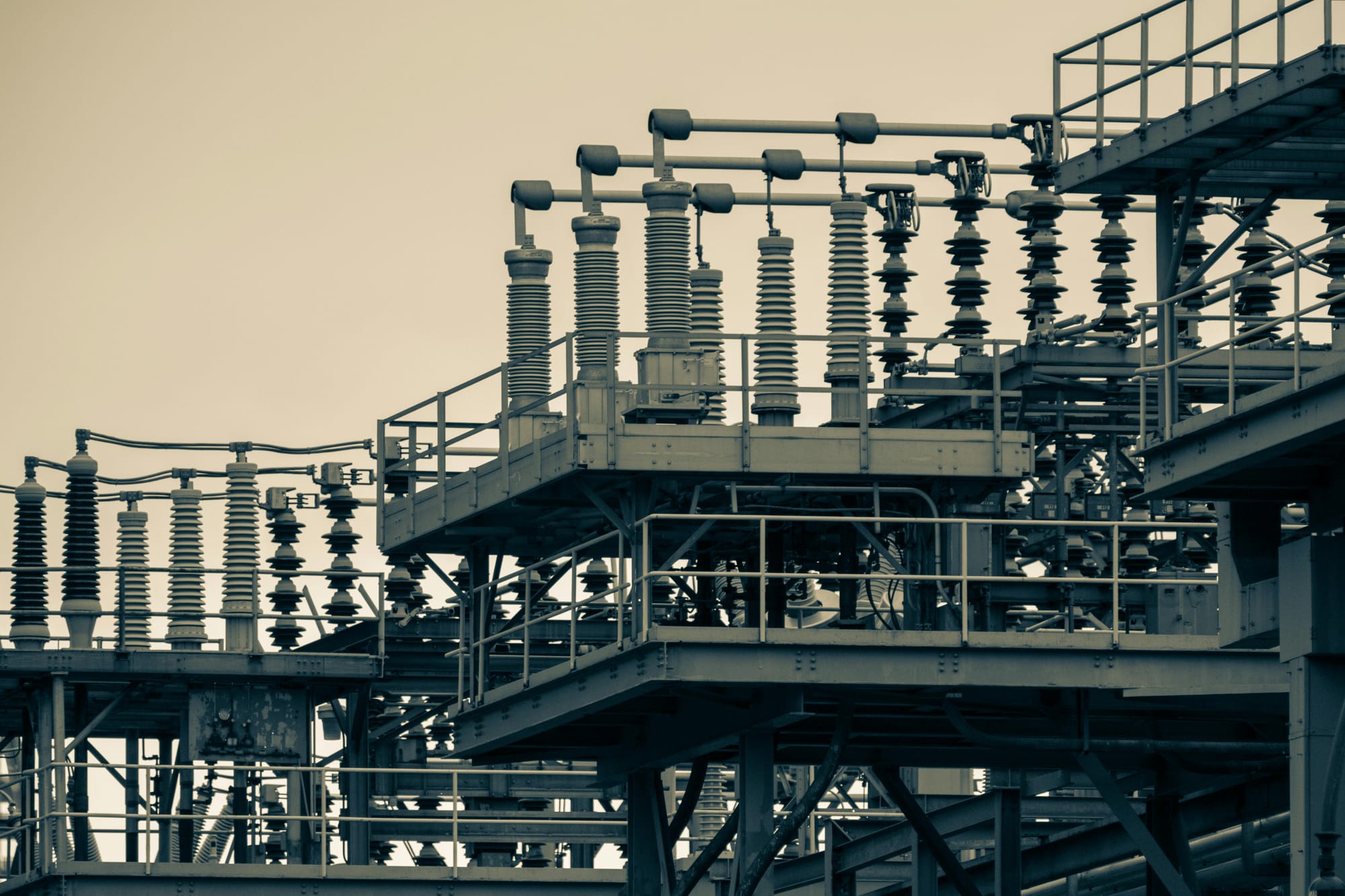 Industrial power station structure in New York City.