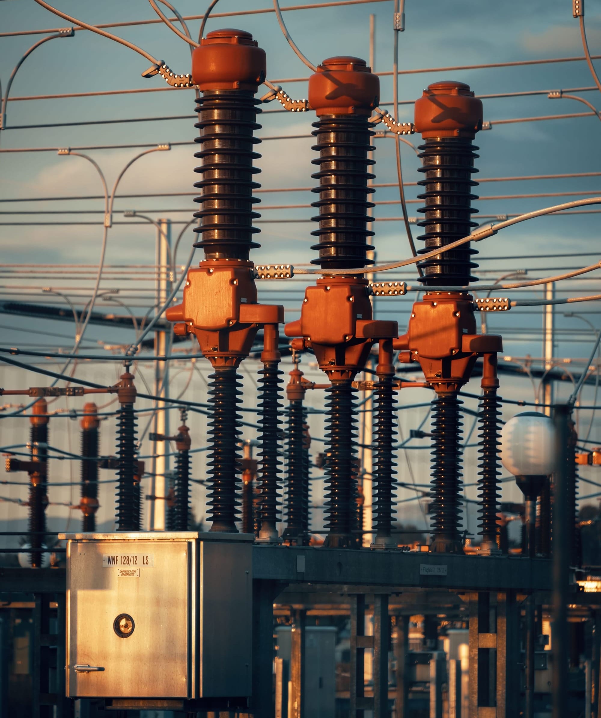High voltage transformers at a power station