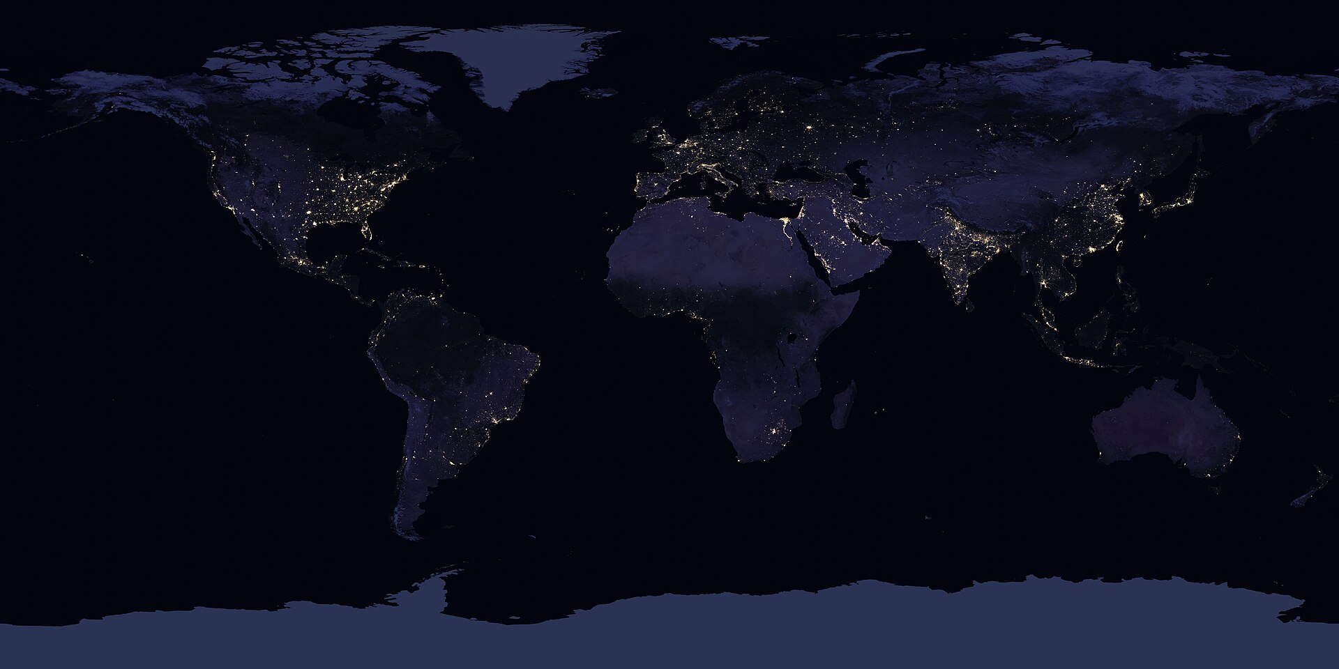 Earth at night as imaged by VIIRS in 2016