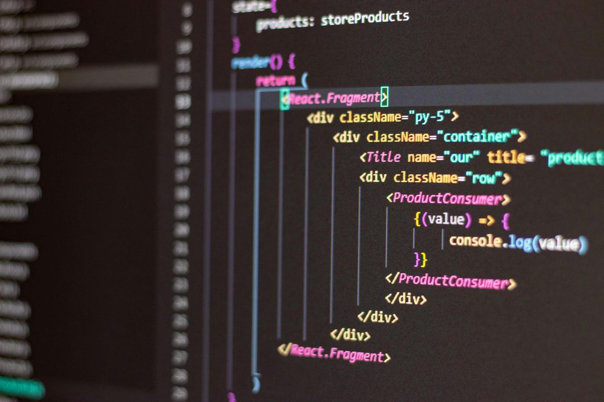 Computer monitor displaying developer code.