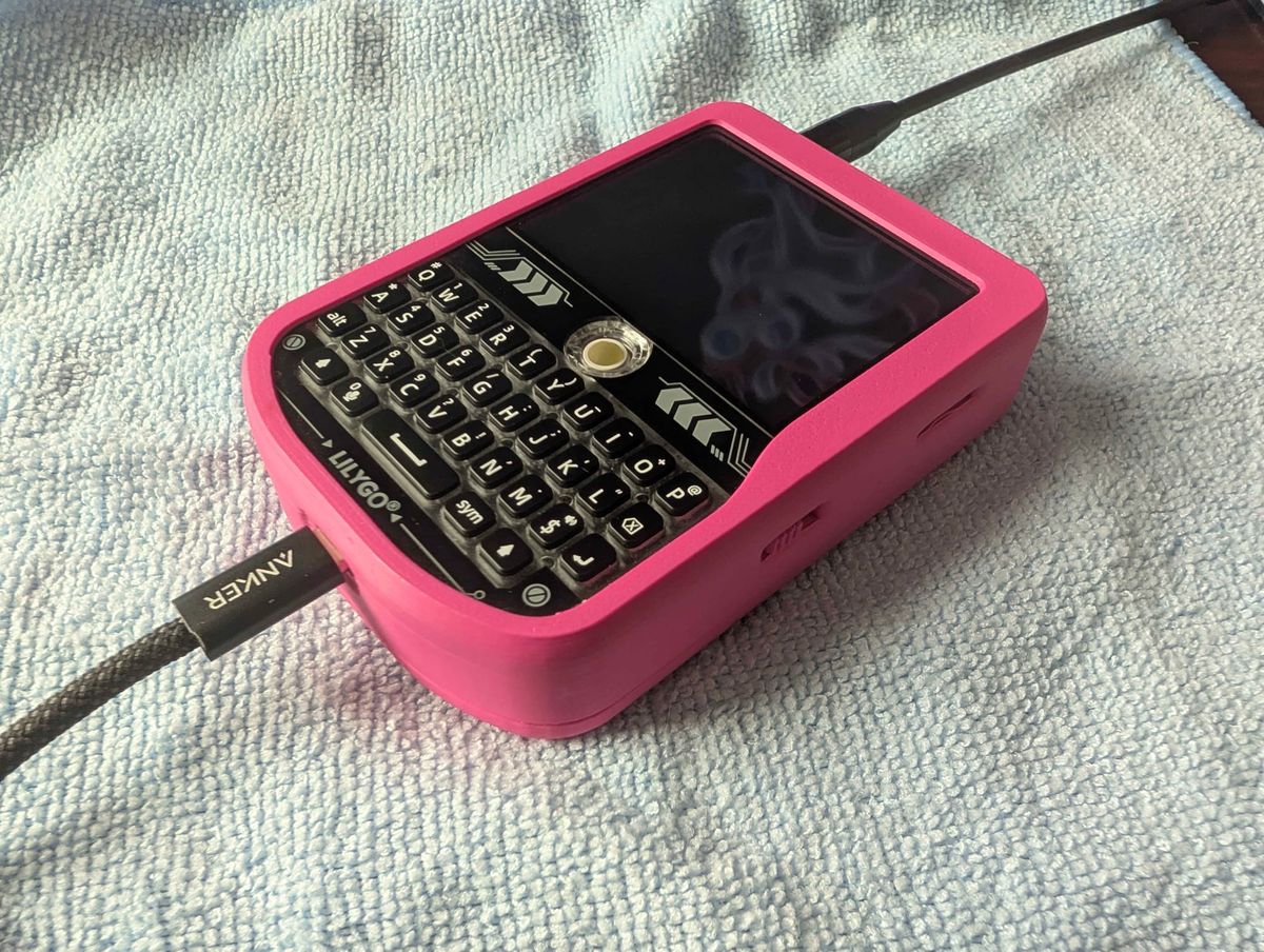 Lilygo T-Deck, with Alley Chat's TD1 3d-Printed Pop Pink Case