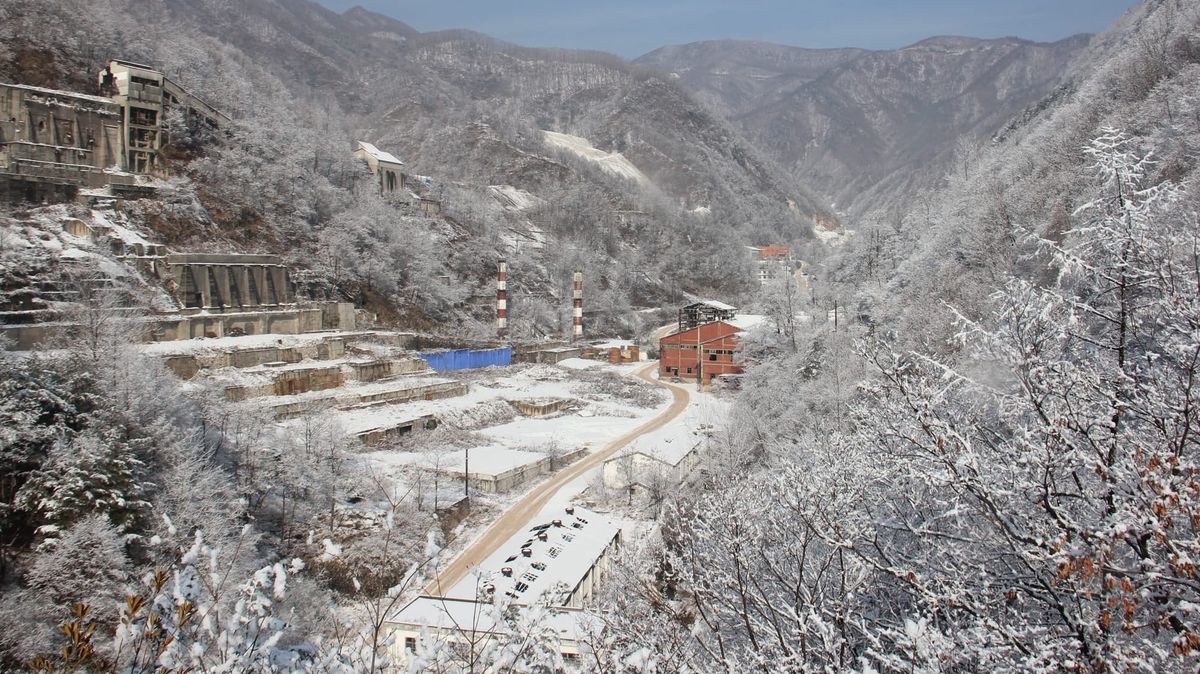 Entrance to sangdong mine in winter season