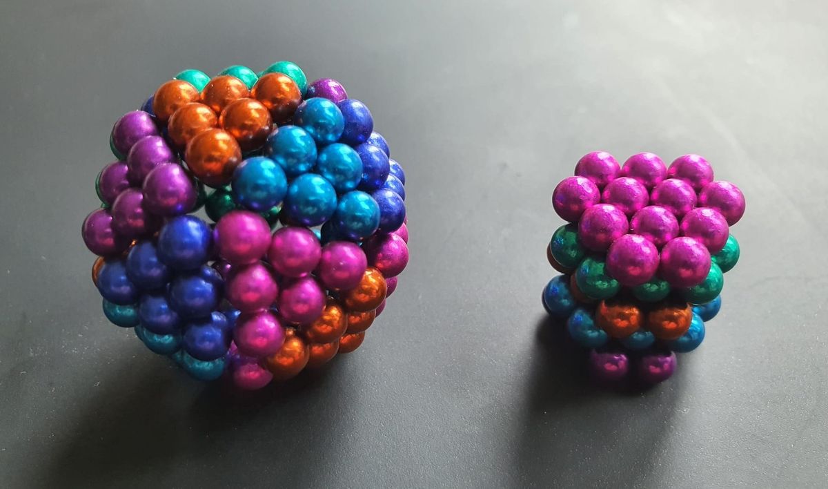 Two objects made of neodymium magnets