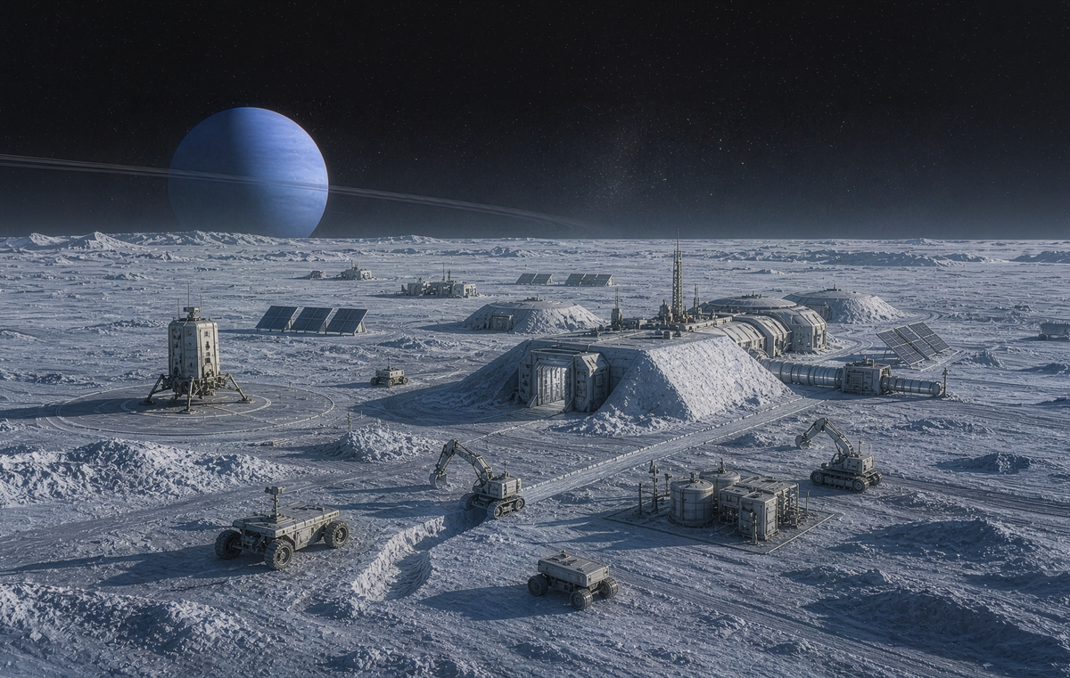 Concept Art of a Triton Space Outpost
