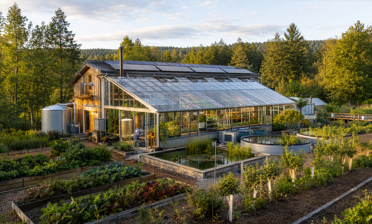 Artist Rendition of a Solar Powered Bioshelter