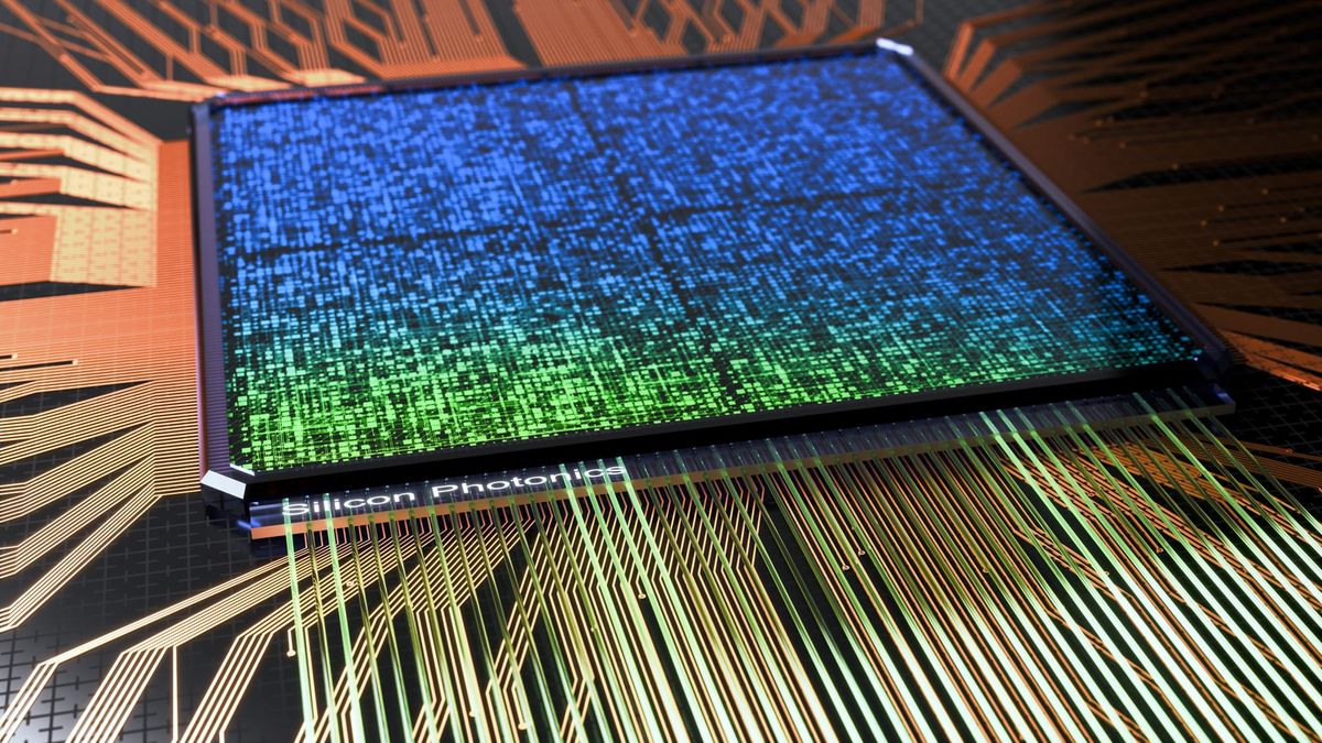 Conceptual Render of Silicon Photonics Chip