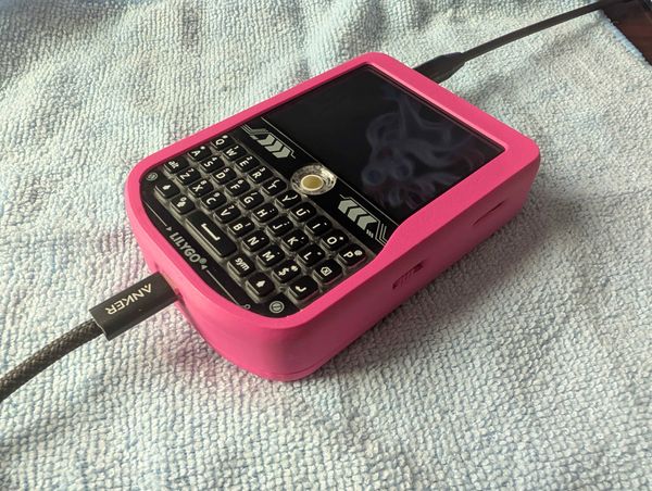 Lilygo T-Deck, with Alley Chat's TD1 3d-Printed Pop Pink Case