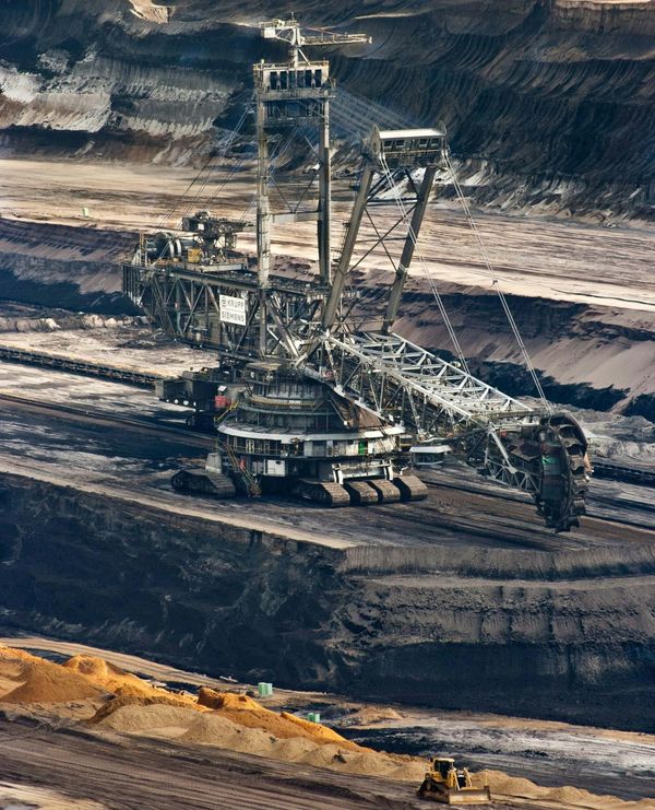 Mining Crane on Rocky Soil