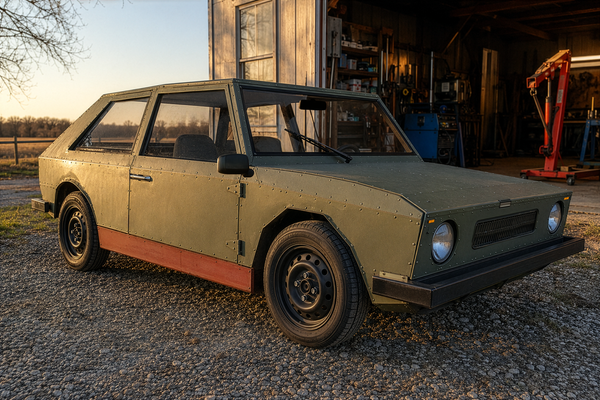 Artist Rendition of the Free Open-Source Compact Car - Illustrative Purposes Only.