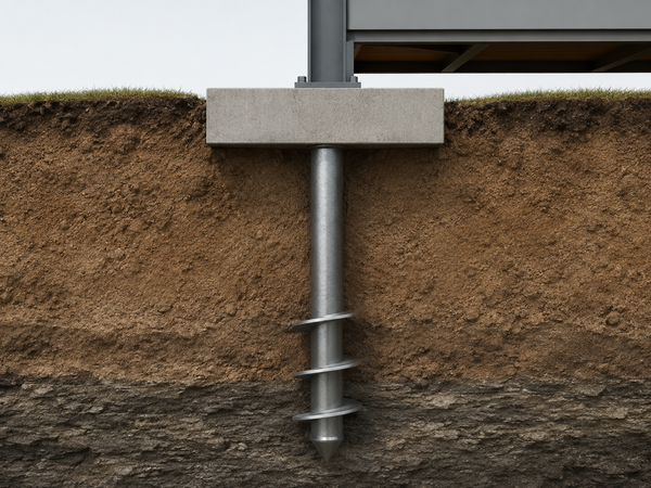 Artist Rendition of Helical Pile Foundation