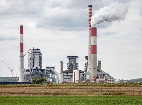 A power plant with smokestacks in Kostolac Serbia