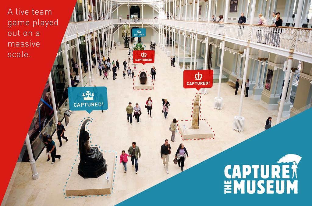 Promotional image for Capture the Museum, showing the Grand Gallery of the National Museum of Scotland.