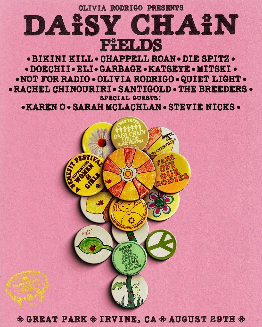 Poster advertising the Daisy Chain Fields concert.