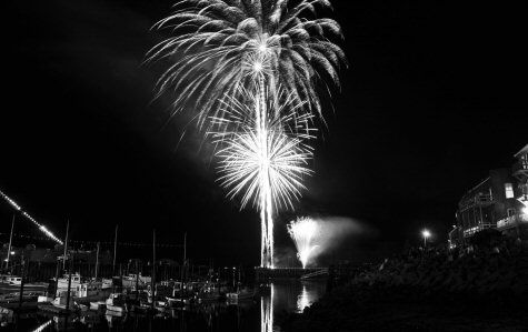A grand show of fireworks lit up the sky the night of the Fourth. The display was considered one of the best ever (bottom). (Don Dunbar and Edward French photos