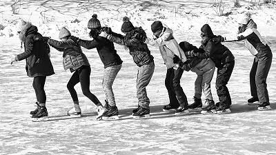 A LINE OF SKATERS