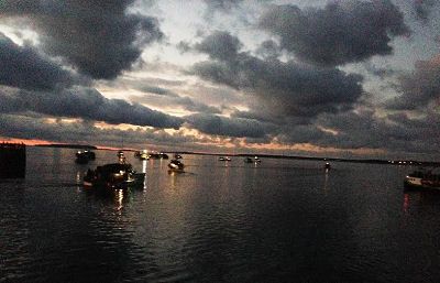 HEADING OUT at first light from North Head, Grand Manan, to set their traps are lobster boats on the first day of the season, November 11. (Bonnie Morse photo)