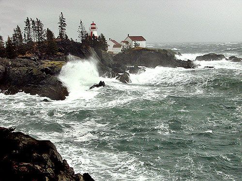 LASHED by the fury of the April 16 northeaster is Head Harbour Light Station at the northern tip of Campobello Island. (Chessie Johnson photo) LASHED by the fury of the April 16 northeaster 