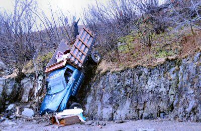 HEADING OUT FOR AN EARLY SPRING DIP? This truck ended up on the beach near Dog Island in Eastport after rolling across a yard and over a cliff just after midnight on January 24. Household fu