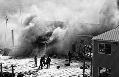 A FIRE in the trap shop, the former Clam Kibben, at the Eastport Chowder House was quickly put out by firefighters on the morning of April 14. See article in this issue about the fire and st