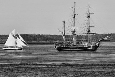 SAILING through the Old Sow whirlpool is The Bounty with the Jolly Breeze from St. Andrews following. The replica of the original Bounty spent a four-day visit in St. Andrews on October 8 th