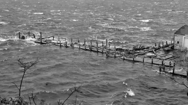 THE WHARF at The Cannery restaurant in Eastport suffered significant damage from the wind and waves at high tide during the January 13 storm. (Edward French photo)