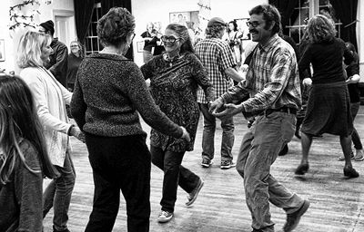 THE WEATHER OUTSIDE MAY BE FRIGHTFUL, but inside it’s so delightful!Among the throng of joyful dancers at a contra dance held February 1 at the Eastport Arts Center were Liz Weaver, Bonnie B
