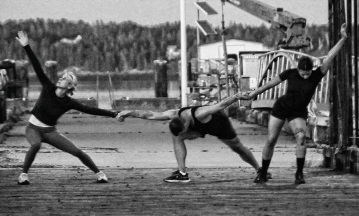 THE ARTS ON THE WORKING WATERFRONT. A performance that combined dance, visual elements and sound was presented on the Eastport fish pier on the evening of August 27. Visual artist Vittoria C