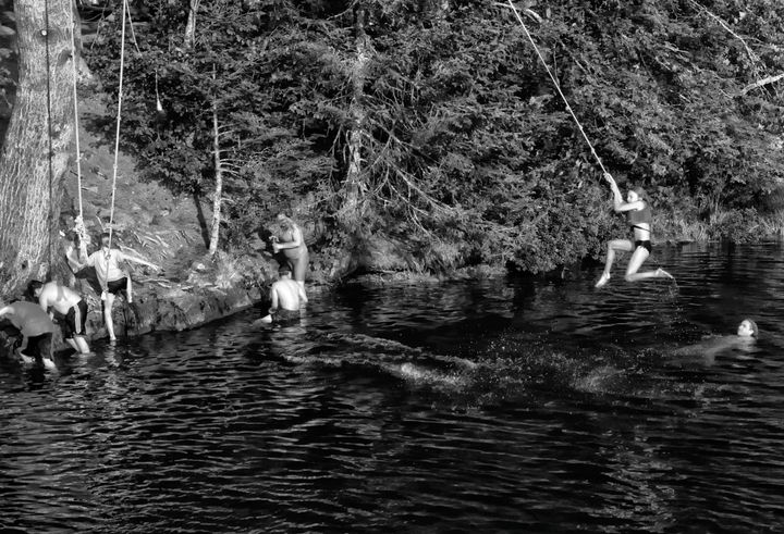 COOLING OFF on a hot summer's day are these youth at Little Falls in Pembroke. (Edward French photo)
