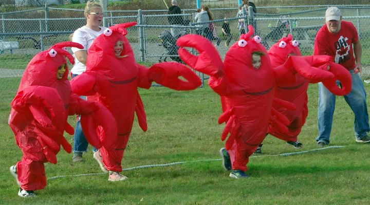 PART OF THE LOBSTER FEST FAMILY FUN DAY, sponsored by Grand Manan Island Tourism on November 6, was this fun run with inflatable costumes. (Arlene Benham photo)