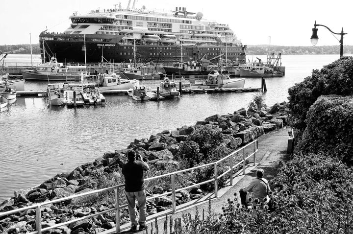 THE ROALD AMUNDSEN, a hybrid cruise ship, stopped in Eastport on September 17. The 459-foot Hurtigruten ship from Norway, which is battery-supported, undertakes expedition cruises, including