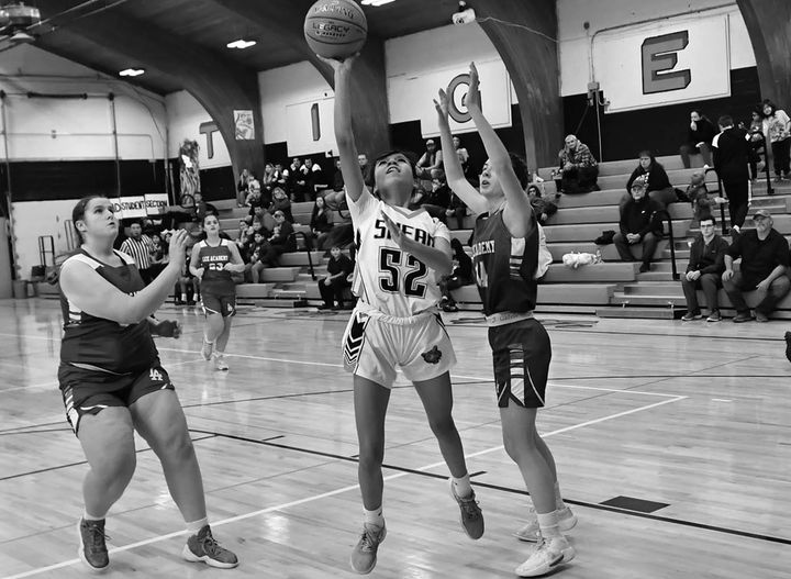 TAKING A SHOT from inside to score against Lee Academy on January 15 is Shead Tigerette Kearah Barnes. (Don Dunbar photo)