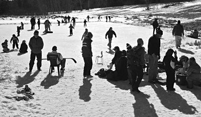 WINTER ENTHUSIASTS enjoy the skating pond at the Pottle Tree Farm in Perry during Stronghearts' Winter Sport and Fun Day on February 13. Approximately 165 people enjoyed the event, and about