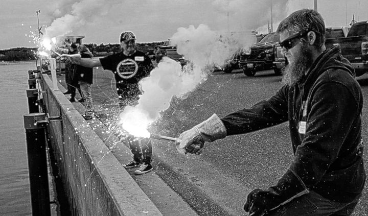 HOLDING DISTRESS FLARES