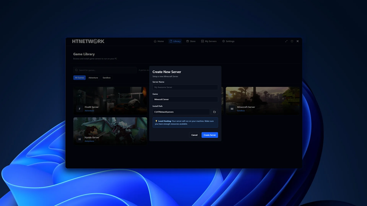 Pterodactyl Panel Alternative for Local Game Server Hosting | HTN Panel