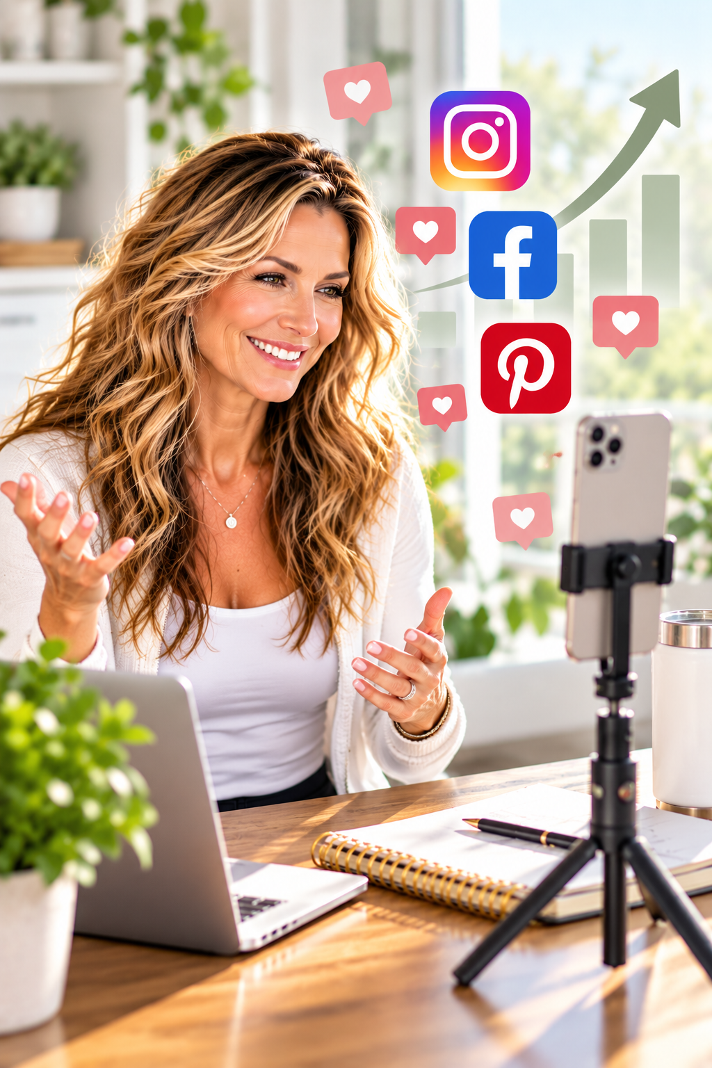 Woman building a social media audience from home, one of the extra ways to make money in 2027 through content creation, affiliate marketing, and online business.