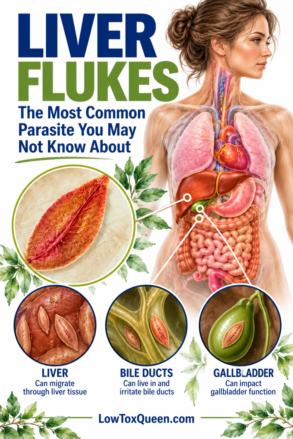 What are the five most common parasites? Liver flukes can affect the liver, bile ducts, and gallbladder, causing inflammation and digestive problems.