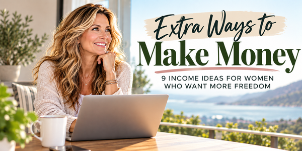 Woman working from home on a laptop, representing extra ways to make money in 2027 through affiliate marketing, online business, and multiple income streams.