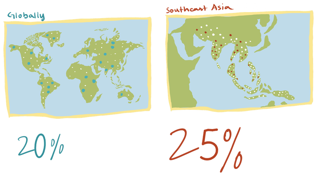 World maps: 20% employee engagement globally versus 25% in Southeast Asia
