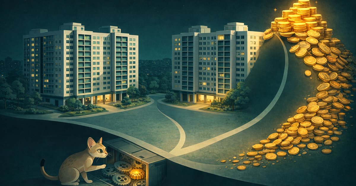 Atlas compares two similar Singapore housing blocks separated by a dramatic outcome gap.