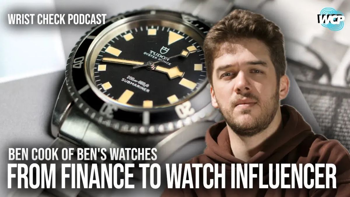 Close-up of Ben Cook beside a vintage Tudor Submariner watch, featured in the Wrist Check Podcast episode “Ben’s Watches, From Finance to Watch Influencer.
