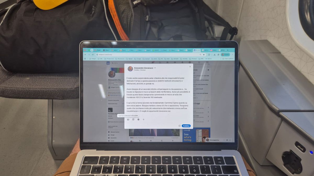 Diario da rifugista. Rientrato. Ultimo messaggio mentre torno a Monza in treno.