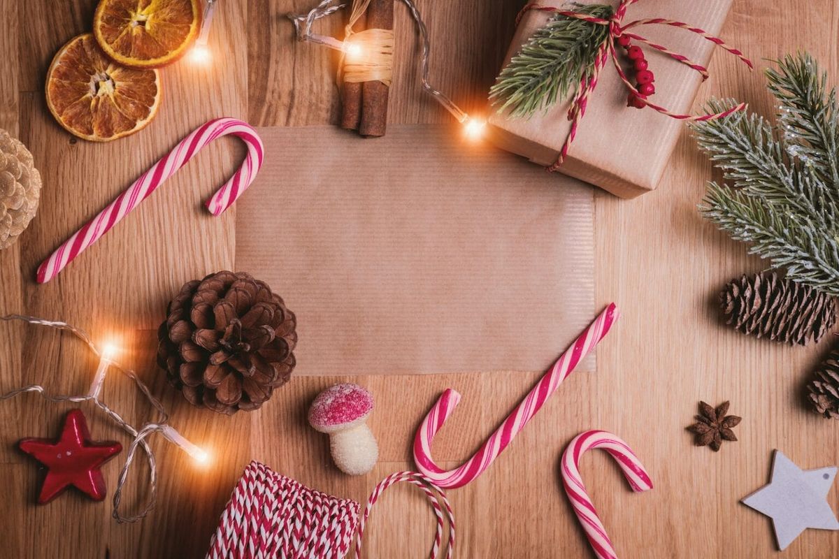 Holiday decor spread out across a table