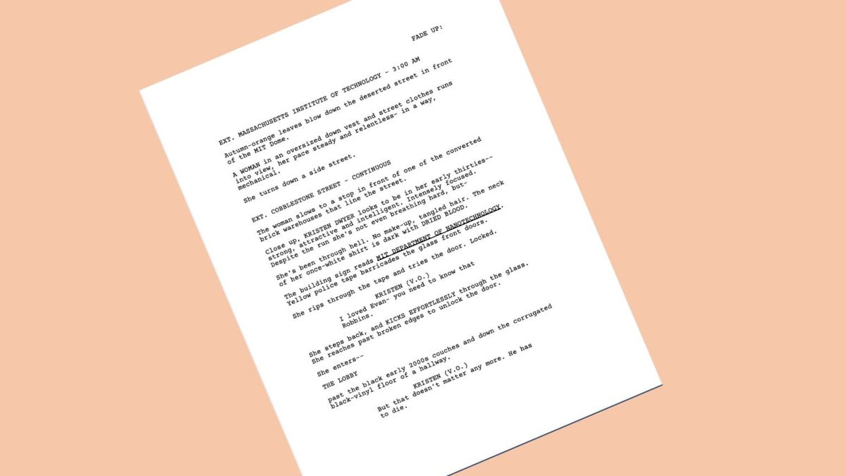 A page from a Hollywood script