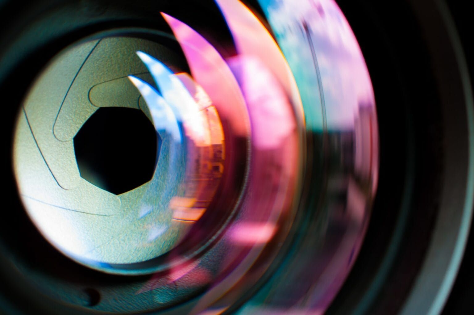 A zoomed-in shot of a camera lens