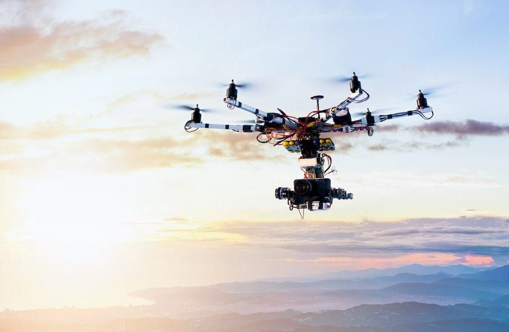 A drone flying around