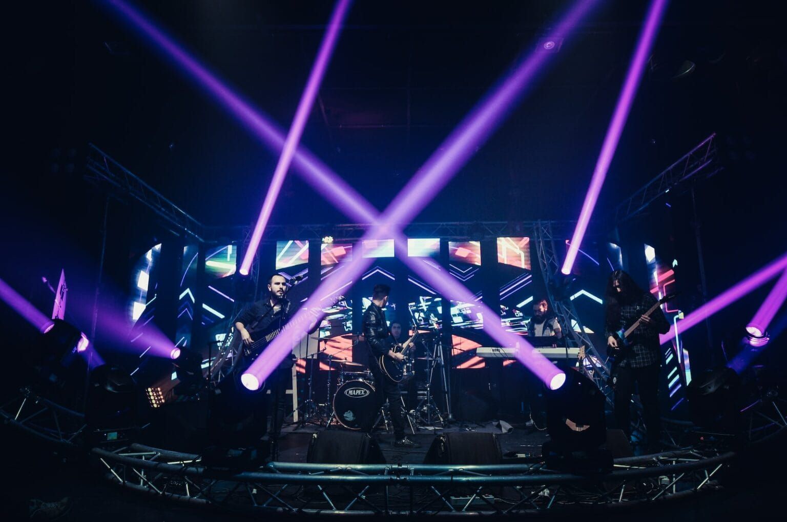 A band performing on stage