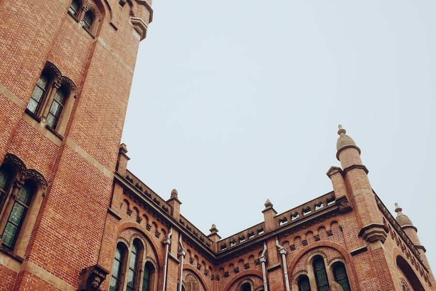 A image of a stone building on an overcast day