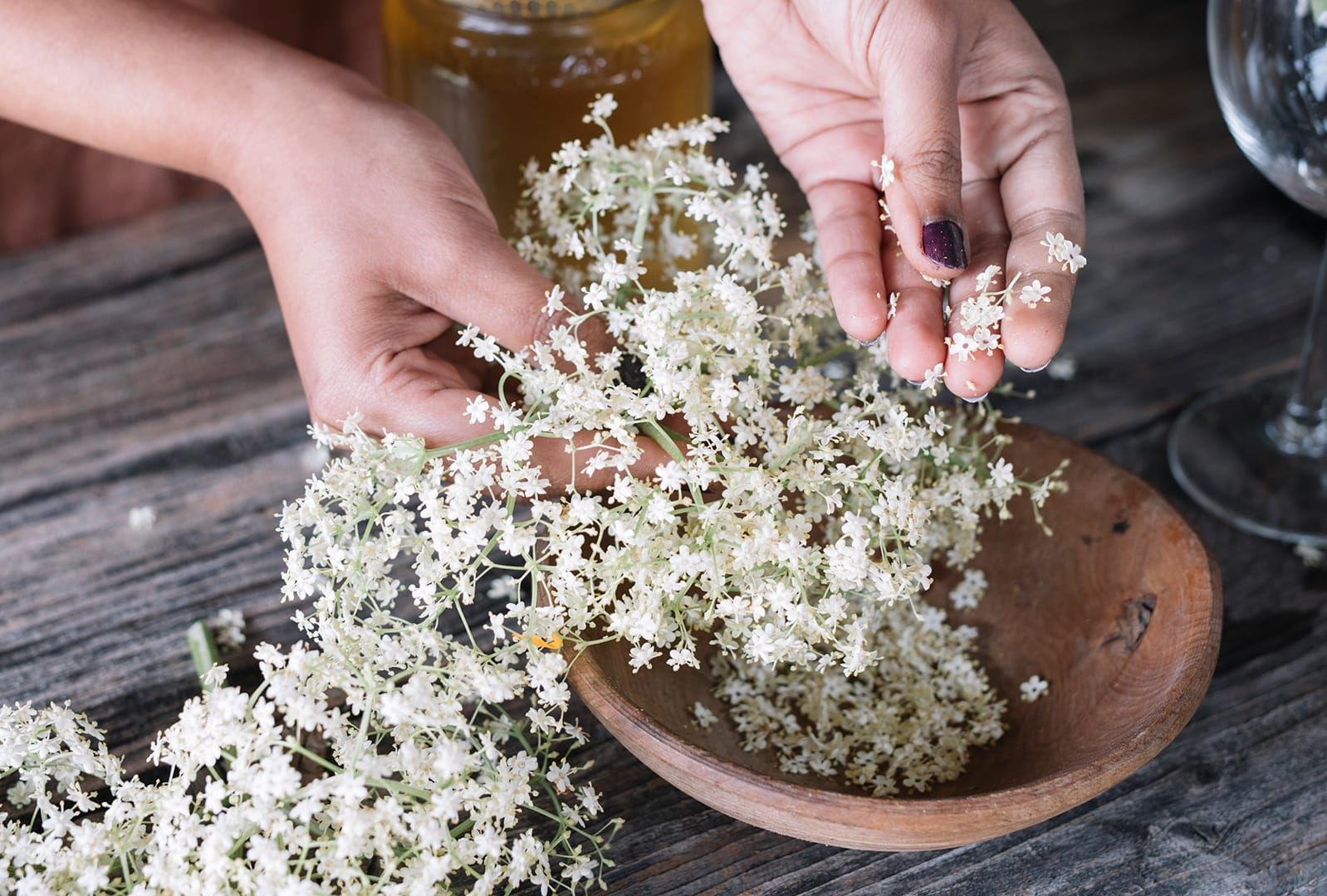 woman with elderflowers