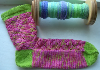 Panda Monkey sock and bobbin.