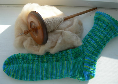 Hedgerow sock and Kundert spindle.